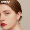 WOSTU 925 Sterling Silver Star & Moon Stud Earrings For Women Simple Style Zircon Ear Hooks Fine Jewelry Gifts