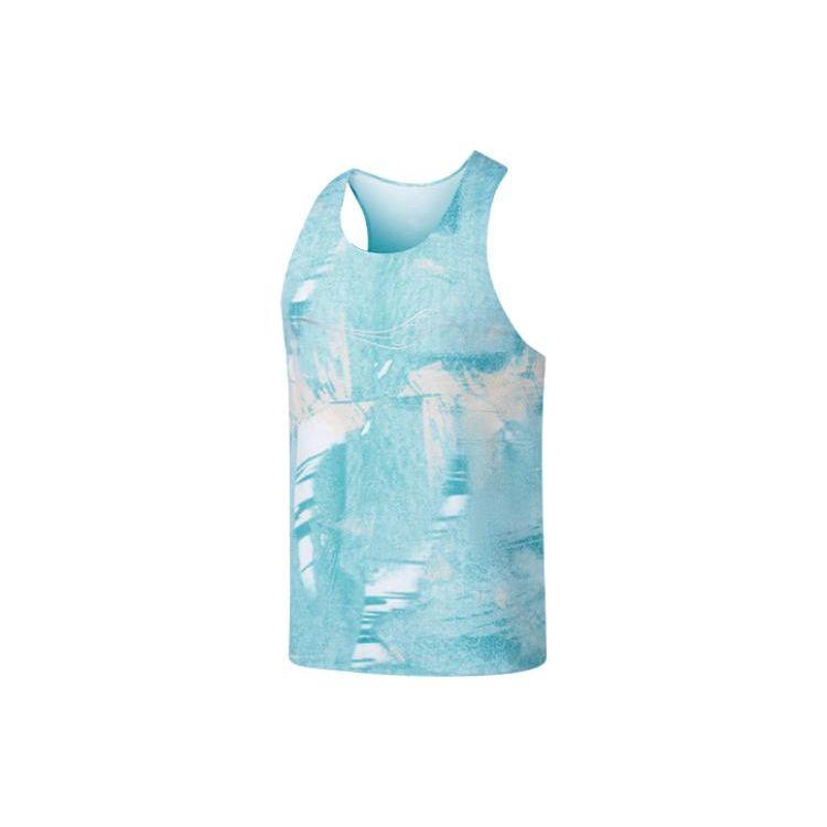 SAUCONY Tie-Dye Running Mesh Breathable Lightweight Round Neck Sleeveless Vest Men Tops Blue-Moon SC2239040-2