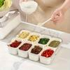 1Pack Kitchen Plastic Seasoning Storage Box with Lid and Handle Spice Storage Container Multifunctional 8 Grids Storage Box