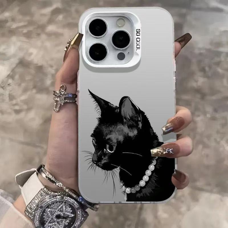 Новый черный кошачий ожерелье подходит для чехла мобильного телефона iphone17 Apple 15promax/14 противоударного 13pro/12/16.