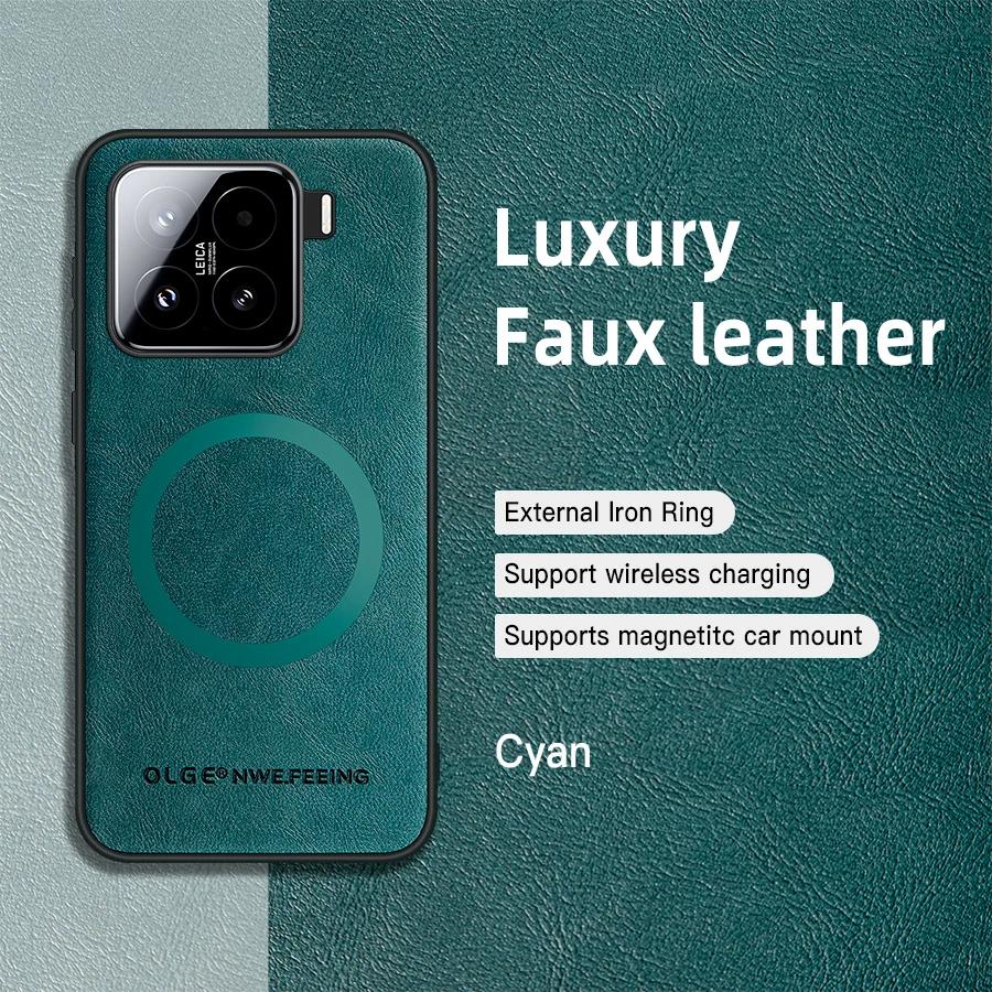 Роскошный кожаный магнитный чехол для телефона для Xiaomi 14T 15 13T 12T 11T Pro 12S Ultra 13 Lite для беспроводной зарядки Magsafe Защитная крышка