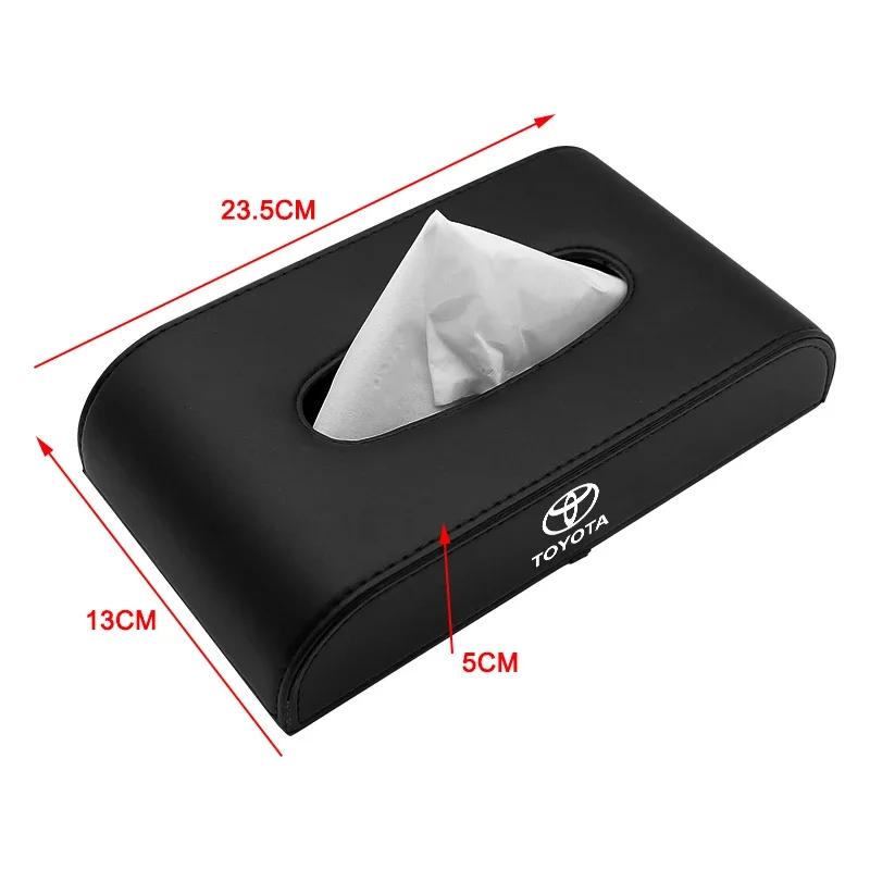 1pcs Car Tissue Box Holder Armrest Box Storage Case Emblem for Toyota TRD Corolla Camry Rav4 Yaris Hilux Prius Auris Car Accessories
