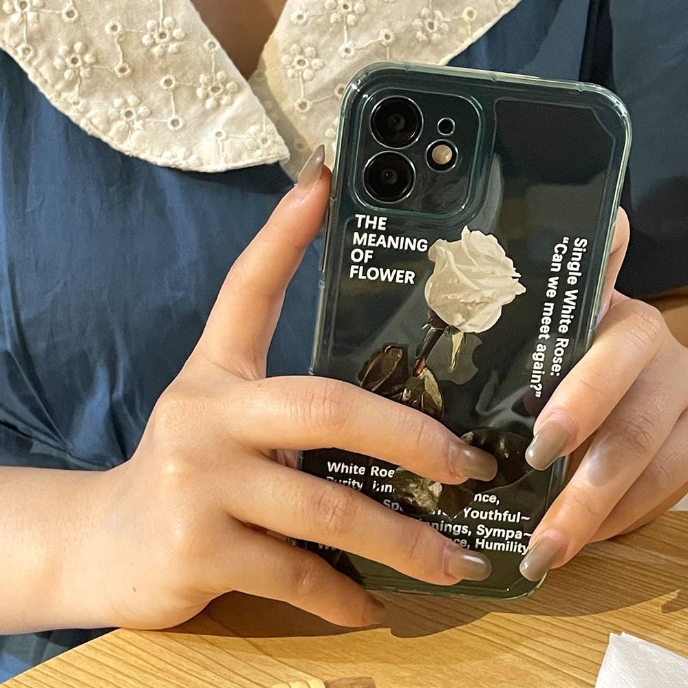 Ins Корея Япония Белая роза чехол для телефона с принтом для Iphone 13 Pro Max 12 11 Xr X Xs Max 7 8 Plus Se мягкий прозрачный чехол из ТПУ