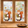 Spring Fox Window Clings Cartoon Fox Flowers Butterflies Glass Sticker Removable Cute Animal Window Decals for Home Office Shop