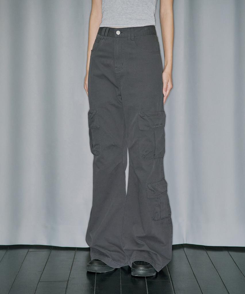 ODDSTUDIO Cargo Pocket Cotton Bootcut Pants - Charcoal