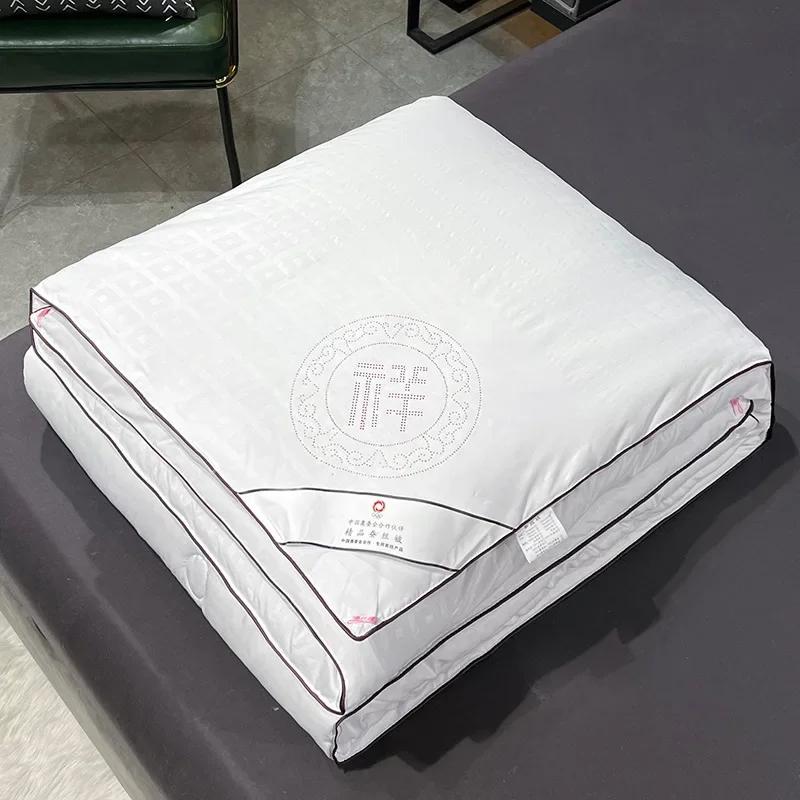 Премиальное шелковое одеяло с квадратной сеткой из хлопчатобумажной ткани, китайское свадебное одеяло Xiang, двуспальная кровать, летние одеяла 220x240