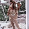 2024 Women's Evil Eye Sequin Short Sleeve Long Pants Summer Set