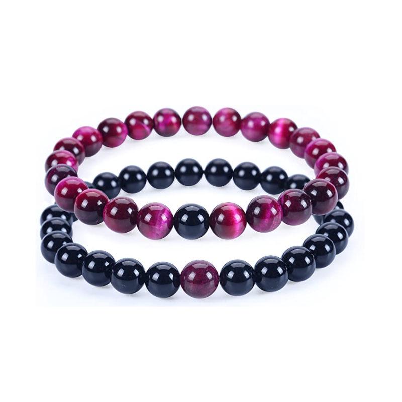 Матовые браслеты для пары из камней Тигровый глаз и Агат - Бусины 8 мм, Студенческий стиль