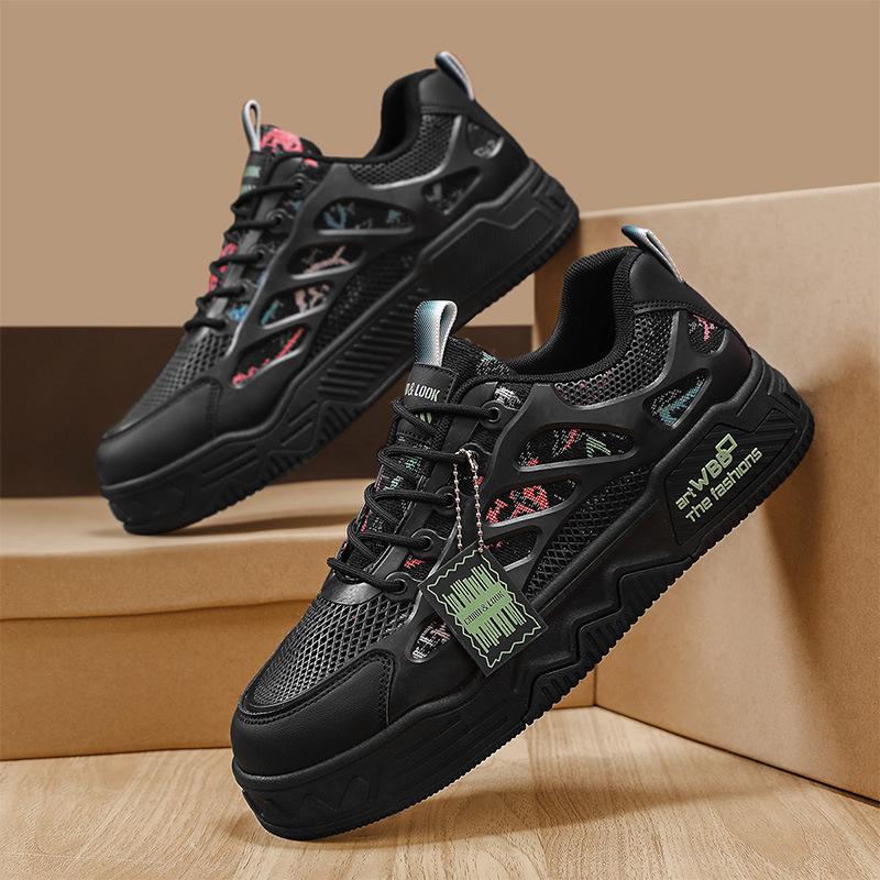 Мужская обувь 2025 новая весенняя сетчатая дышащая повседневная обувь для скейтборда с увеличением роста, универсальная спортивная нишевая дизайнерская трендовая обувь