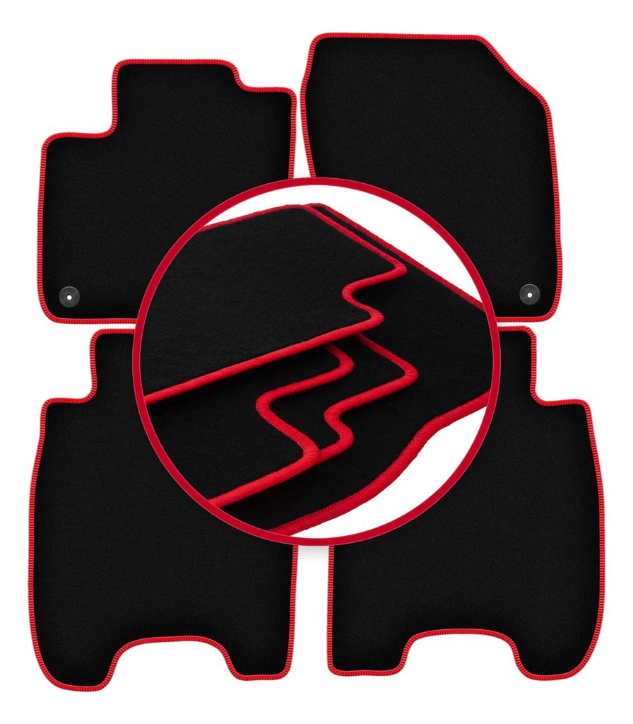 Velour floor mats with red edge for: Honda Civic IX hatchback (2012-)