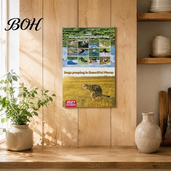 Yearly Appointment Tracker 2027 Wall Calendar, Dogs Pooping in Beautiful Places 12 Monthly Jan. Planner - Dec. 2027, Funny Dog Gag Gifts for