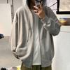 Men Hooded Jacket Zip-up Loose Sweatshirt Jacket Solid Color Casual Spring Autumn Hoodie for Sports School Street Daily Wear