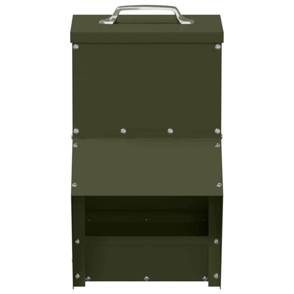 Chicken Feeder Olive Green 20 x 25 x 35 cm Cold Rolled Steel