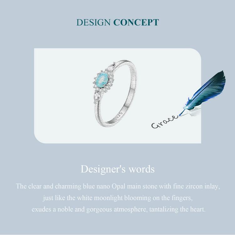 BAMOER стерлингового серебра 925 пробы изысканный синий нано-опал основной камень кольцо с одним отверстием штабелируемые кольца вечерние ювелирные изделия подарок