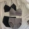 2024 Беспроводной пуш-ап бюстье и трусики - Женское сексуальное спортивное нижнее белье с запахом на груди