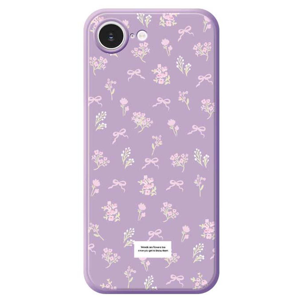 For iPhone 16e Case Cute Floral Pattern Printing Straight Edge TPU Phone Back Cover