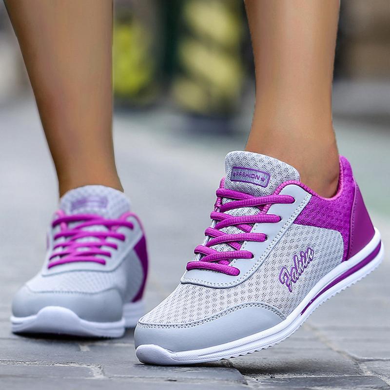 Fashion Breathable Sneakers For Women 2024 New Fashion Solid Color Soft Women Sneakers Mesh Fabric Lace Up Woman Shoes Female Footwear