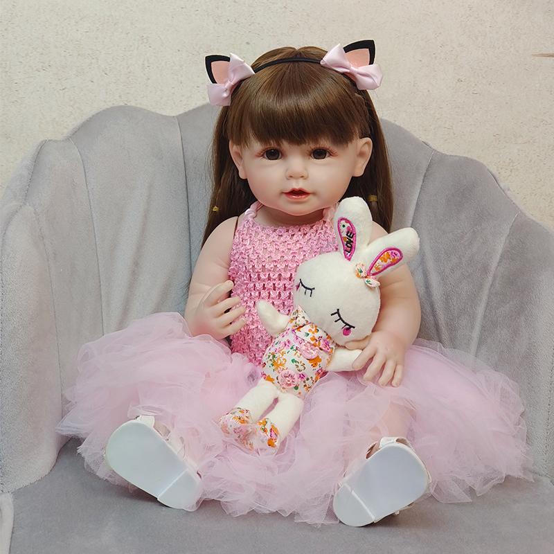 55 см кукла реборн, полностью силиконовая виниловая игрушка для новорожденных для девочек, принцесса Бебе, сопровождающая игрушка