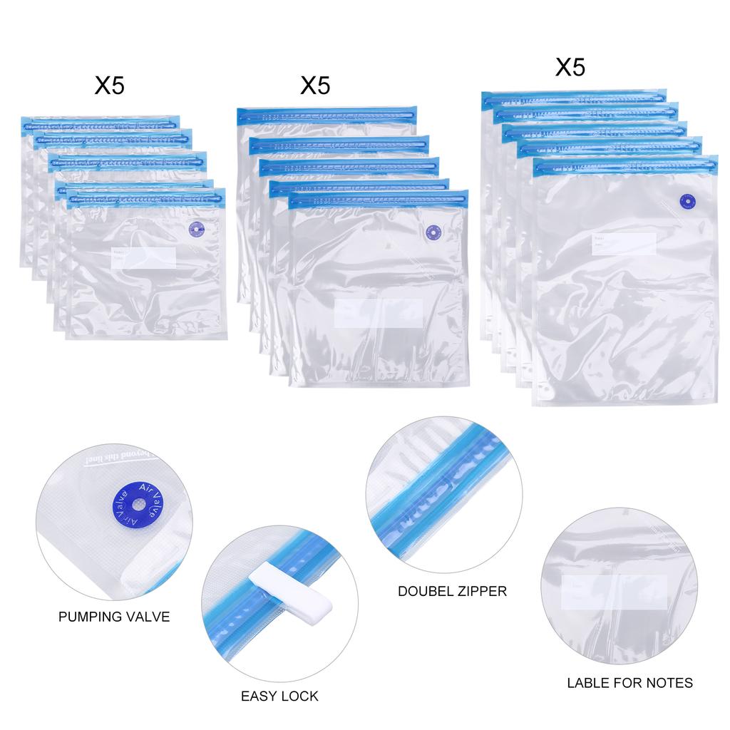 Многоразовый вакуумный пакет для хранения продуктов Водонепроницаемая упаковка Набор пакетов для еды для приготовления пищи Фруктовый пакет Держатель свежести Кухонные принадлежности