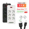 EU Plug Power Strip 2m Extension Cord 6 Outlet with 4 USB Ports 2 Type-C Fast Charge Multiprise Network Filter Electrical Socket