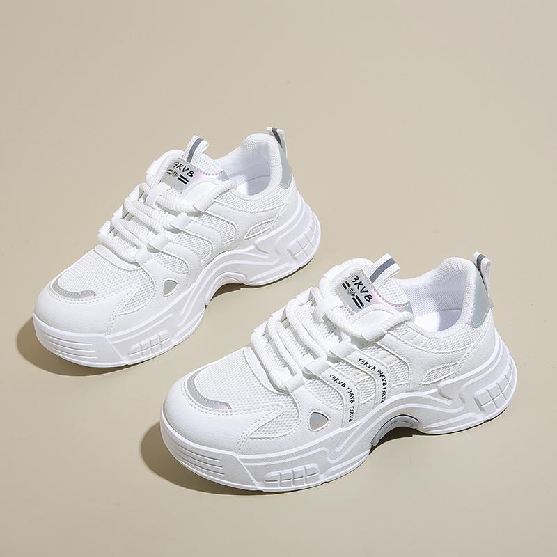 Модные высококачественные женские кроссовки на толстой подошве 2024 года Новые женские повседневные кроссовки на толстой подошве Модные спортивные сетчатые туфли на шнуровке