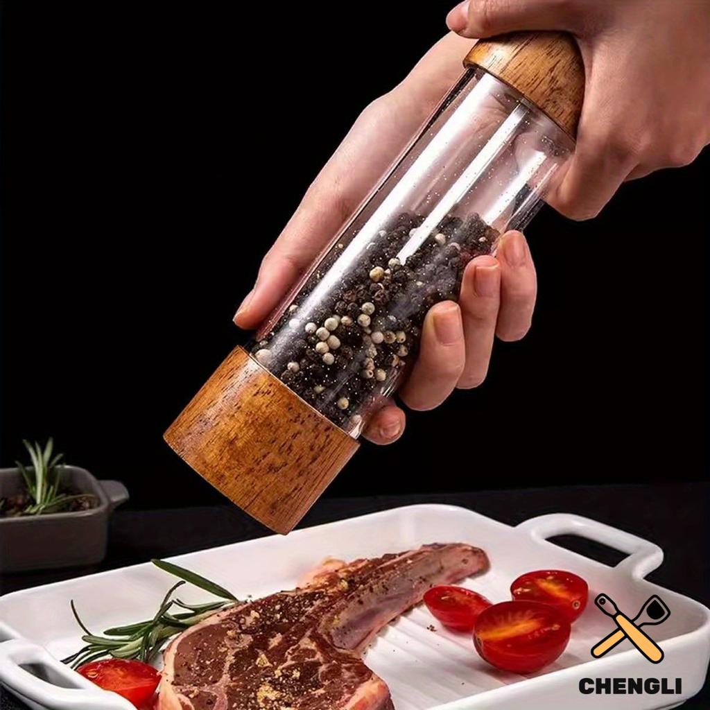 Дубовая акриловая ручная мельница для перца Современная кухонная мельница для специй для твердых приправ