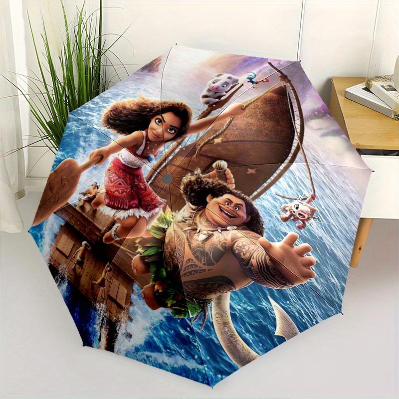 Moana Adventure Automatic Opening and Closing Umbrella, Lightweight 3-Fold, With Cute Cartoon Characters, Suitable for Home, Outdoor and Dai