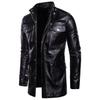 Autumn and Winter New Men's Long Leather Jacket Wind Standing Collar Leather Jacket PU Jacket