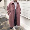 2025 Новая женская осенне-зимняя комбинированная шерстяная куртка с карманами на пуговицах, простая, с длинными рукавами и лацканами
