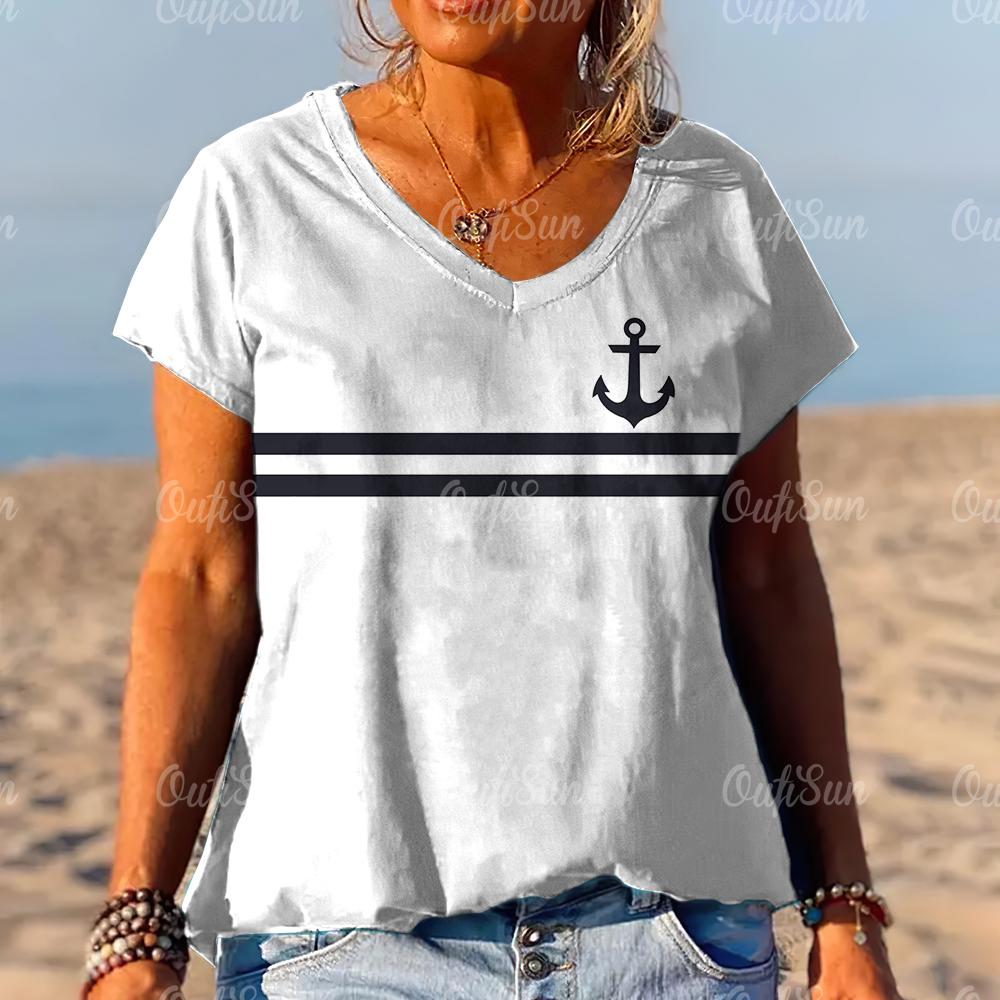 Новый стиль, женская футболка, летняя футболка с 3d принтом, полосатая женская одежда, дизайнерская футболка большого размера с коротким рукавом и v-образным вырезом, модная