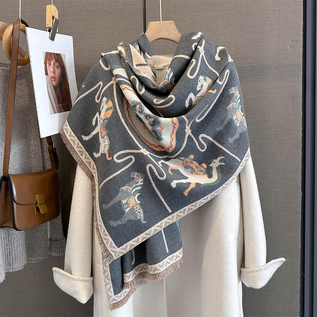 Женский роскошный дизайнерский шаль-накидка, новый высококачественный жаккардовый шарф с животным принтом, для защиты шеи, кашемировый, толстый, теплый шарф, эшарп