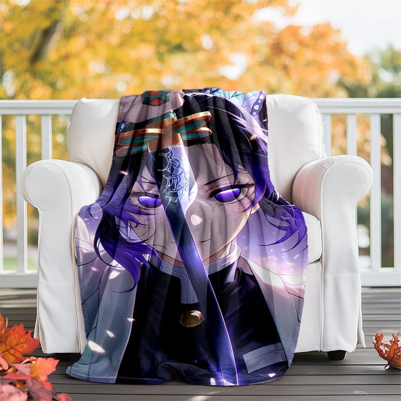 1pc Kochou Shinobu2 Theme Blanket - Digital Print, Polyester, Cozy for All Seasons, Perfect for Outdoor, and Travel