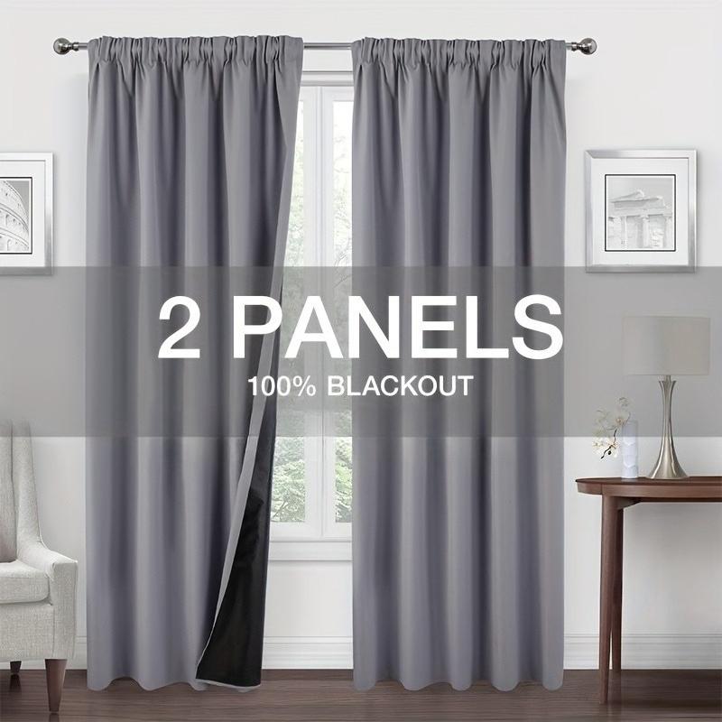 2pcs Modern 100% Blaclout Curtains with Rod Pocket, Window Curtains for Living Room, Bedroom, Kitchen, Bathroom, Home Decor