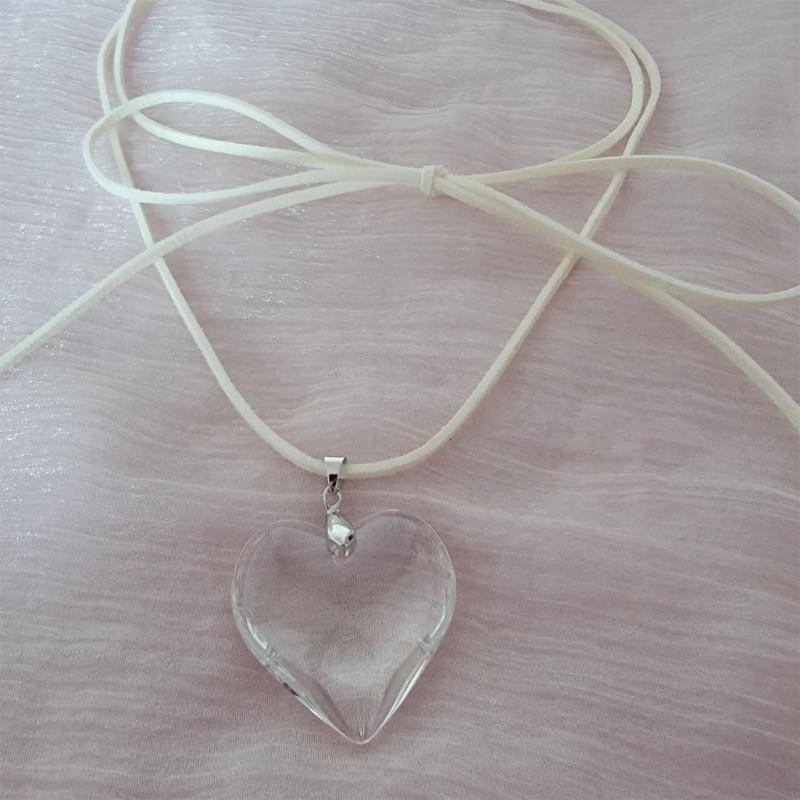 Большое ожерелье-сердце, хрустальный кулон-сердце, цепочка для ключицы, романтический чокер-сердце, подарок на годовщину для женщин, девушек, подростков