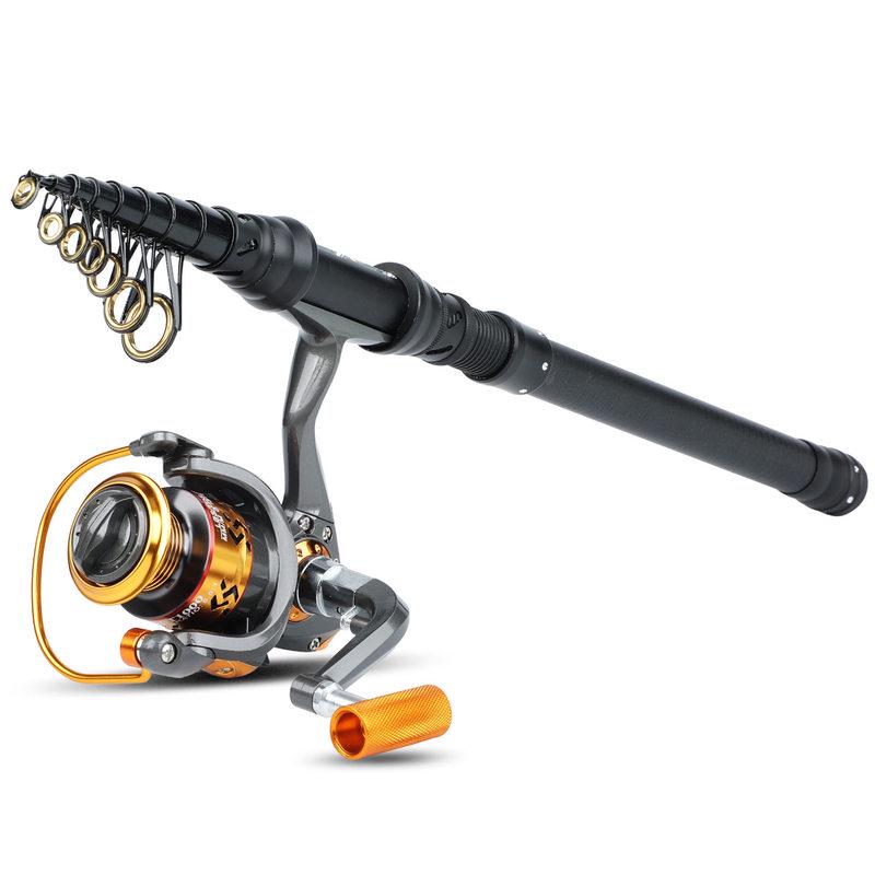 SOUGAYILANG Carbon Fiber Rod Telescopic Fishing Rod M Power Spinning Reel Fishing Tackle Fishing Set