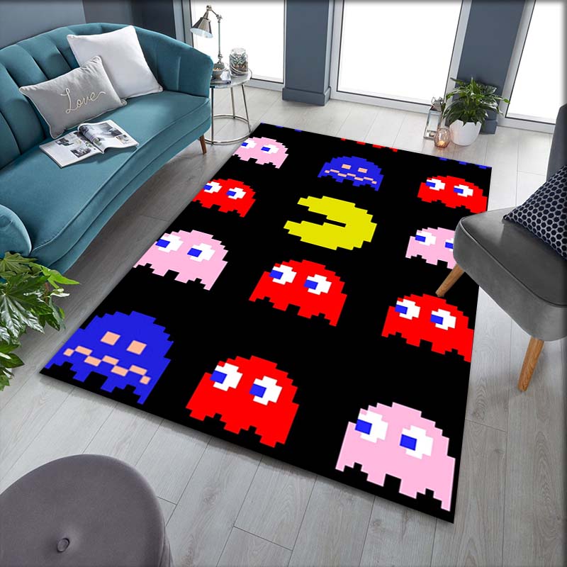 Ковер с тематикой игры Pac-Man, нескользящий, круглый, для игровой комнаты, спальни, гостиной, напольный коврик, декор