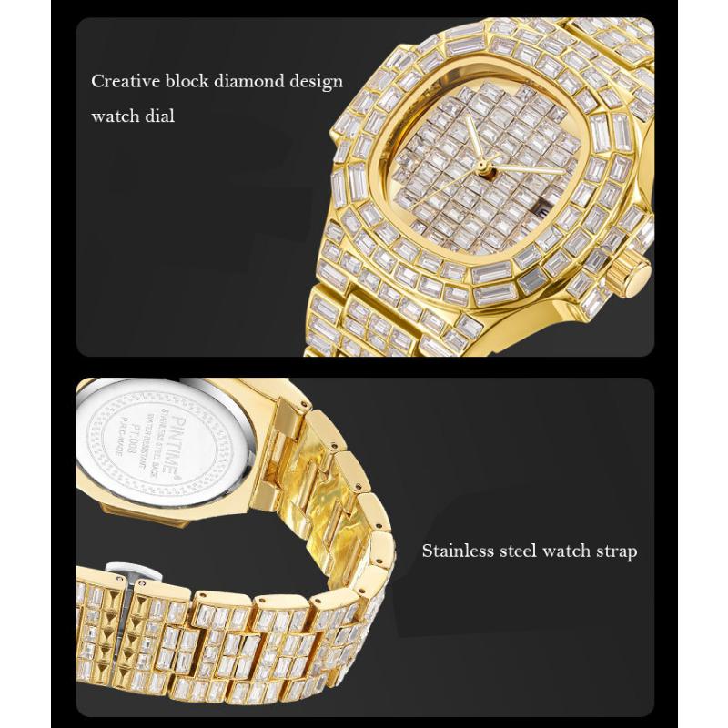 Часы Full Iced Out для мужчин, роскошные часы ручной работы из нержавеющей стали с бриллиантами, модные кварцевые водонепроницаемые мужские часы, подарок