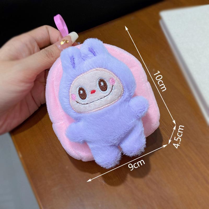 Новый плюшевый кошелек для монет Labubu, Плющеный плетеный шнур, Брелок, Мультяшный кошелек для мелочи, Милый кулон для рюкзака, Повседневная портативная сумка, Подарок
