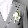 Flower Shaped Bridegroom Brooch Faux Silk Flower Suit Coat Pocket Decorative Corsage Imitation Rose Flower Gown Brooch Pin