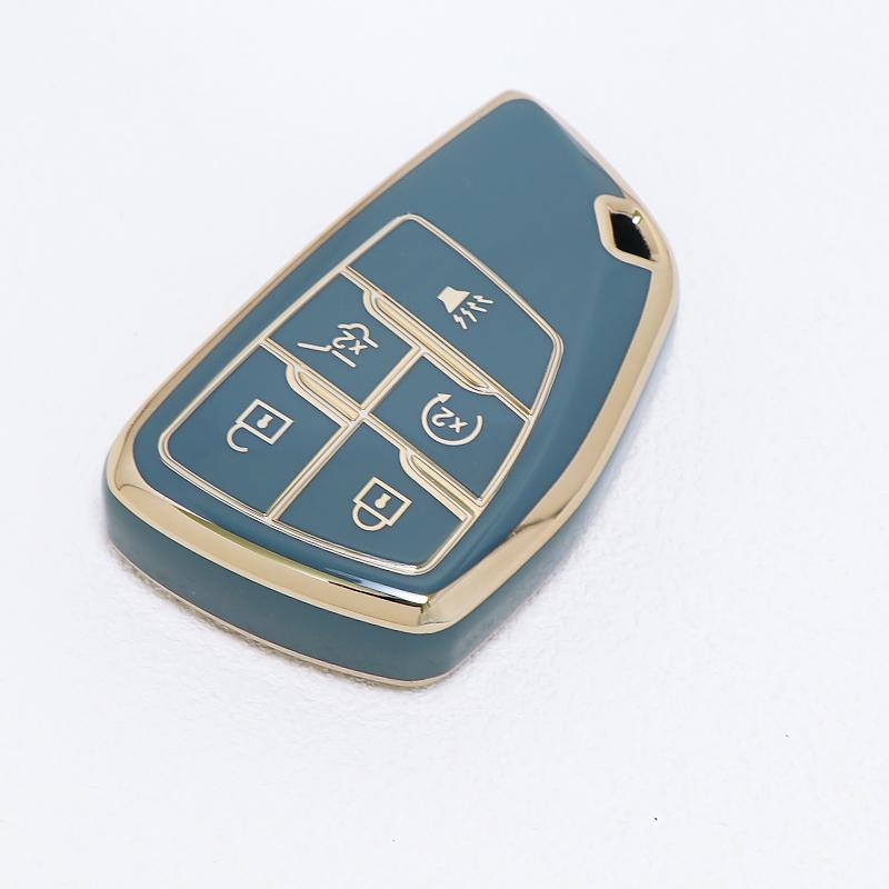 5 Buttons For GMC Yukon Gold Edge TPU Shell for Buick ENVISION S Plus Avenir for Chevrolet Tahoe Suburban Car Key Case Fob Cover