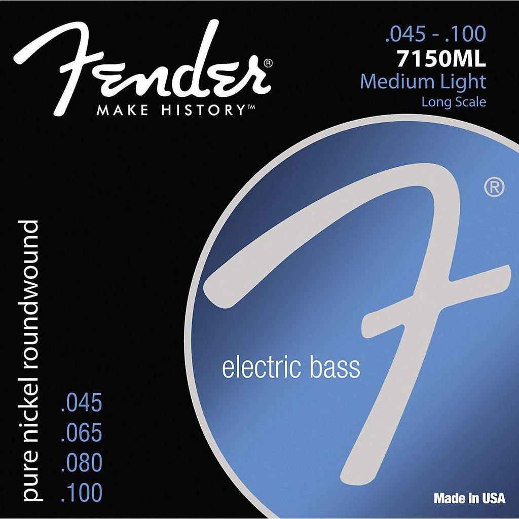 Струны для электрической бас-гитары Fender Original 7150 Bass Pure Long 7150ML Medium Light, никель, круглая обмотка, мензура, .045-.100