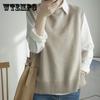 Waistcoat for Women Autumn Winter Solid Vest for Women Open-cut Versatile Knit Sleeveless Round Neck Sweater