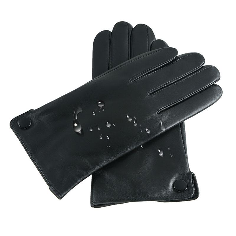 Перчатки из натуральной кожи для мужчин, сенсорный экран, зимние теплые варежки из натуральной овчины, ветрозащитные, водонепроницаемые, для вождения, езды на мотоцикле