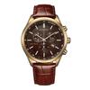 Мужские кварцевые часы Eco-Drive с кожаным ремешком Коричневые AT2573-07X