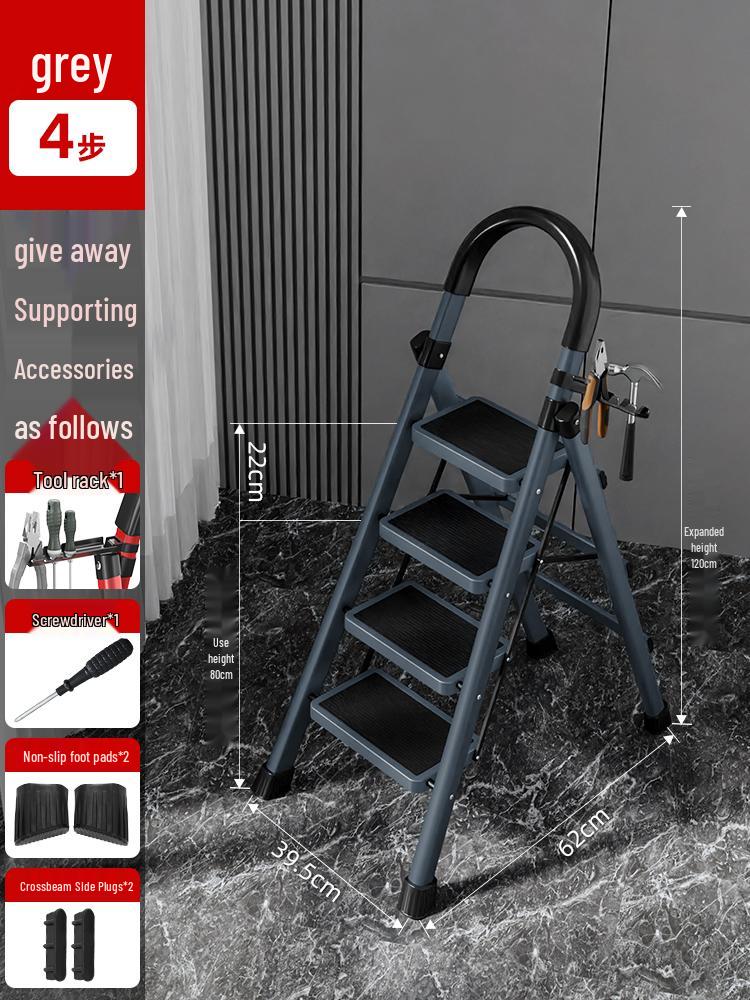 Compact Folding Multi-Functional Telescopic 4-Step A-Frame Ladder