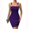 Women Summer Strap Solid Color Backless Above Knee Length Party Pencil Dress