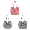 Women Striped Single Shoulder Bag Large Capacity Canvas Tote Bag Ladies Girls Casual Hobo Handbag Purse