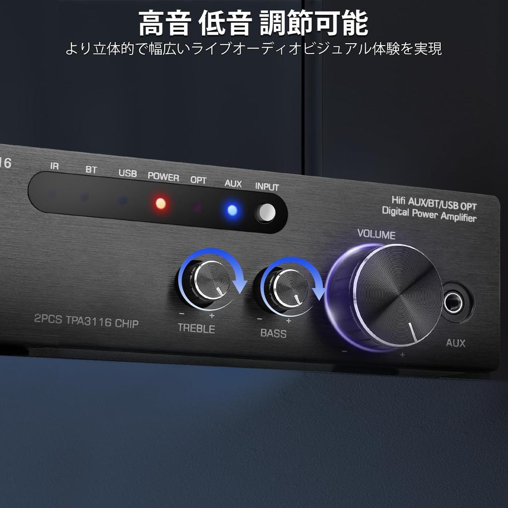 Bluetooth усилитель мощности HiFi стерео аудио усилитель канал 2X100 Вт TPA3116 мини усилитель небольшой домашний аудио усилитель управление басами и высокими частотами оптический вход