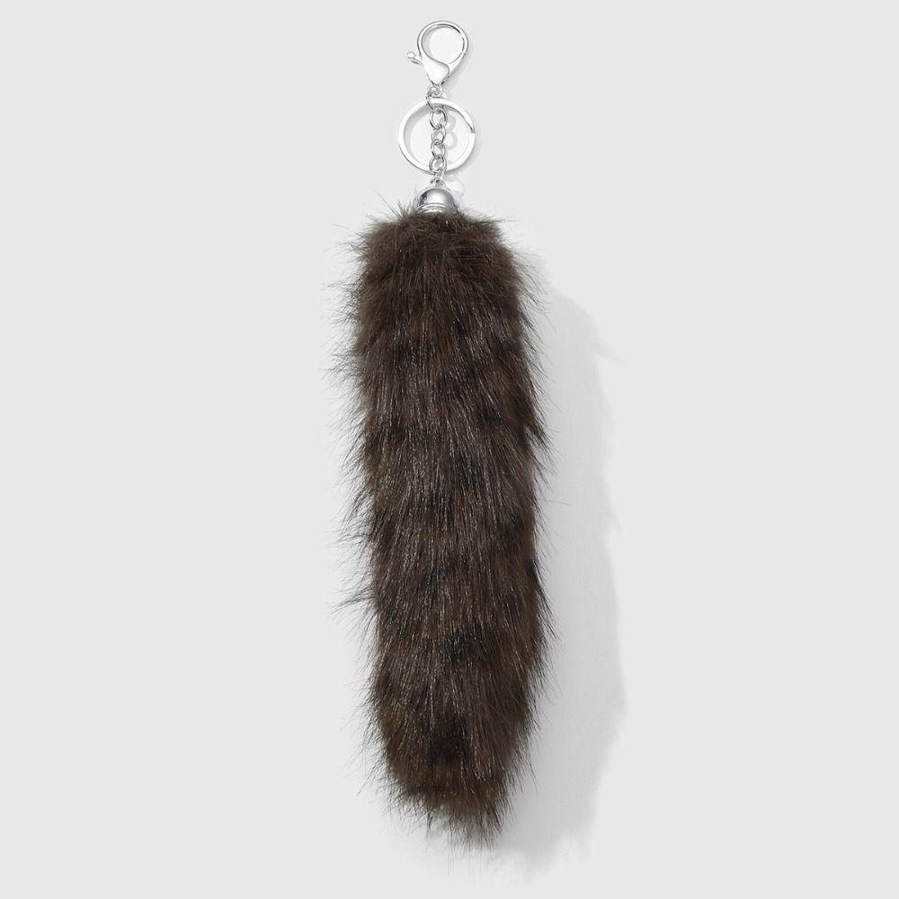Car Keychain Long Hair Fur Tails Pendant Ornament Fluffy Plush Tail Keyring Cute Retro Bag Charms Women Ladies