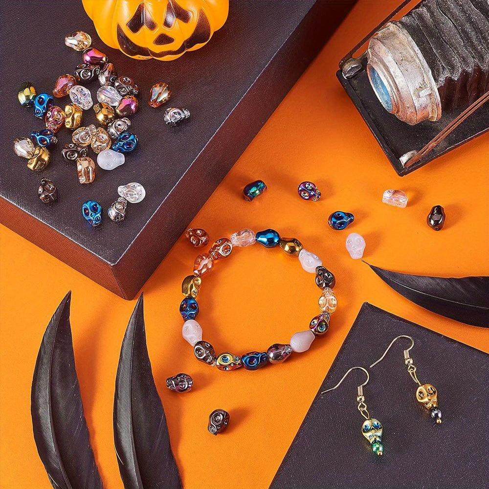 10/20/40 шт. Стеклянный материал AB цветной череп голова декоративные бусины DIY браслет ожерелье серьги брелок цепочка для ног цепочка для телефона